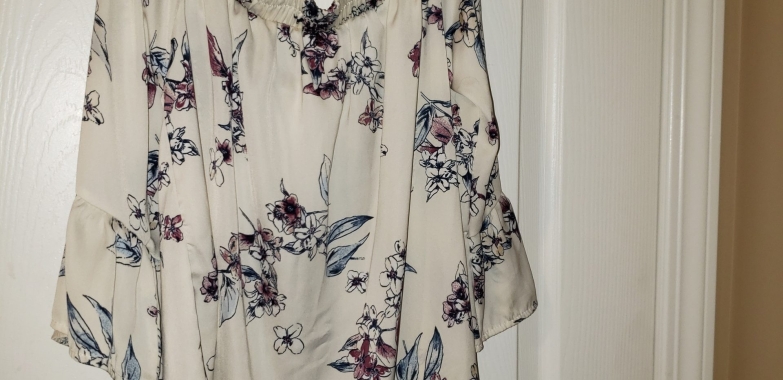 Off The Soulder White Top with Flowers