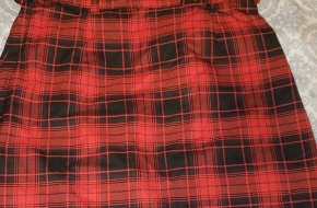 Black and Red Plaid Skirt with Matching Belt