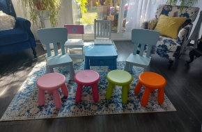 Children’s chairs stools and night stand