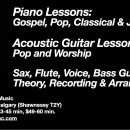 Piano, a-guitar, vocal lessons in pop, classical, gospel & jazz